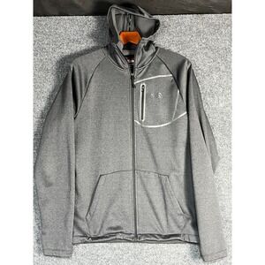 The North Face Mens Gray Full Zip Hoodie Thumbhole Bonded Chest Pocket Size M